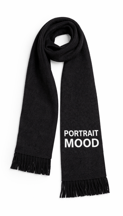The P|M-PORTRAIT Oversized Wool Scarf - Noir & Bone Edition