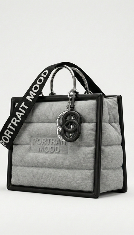 The P|M Studio Quilted Frame Tote - Heather Grey Edition