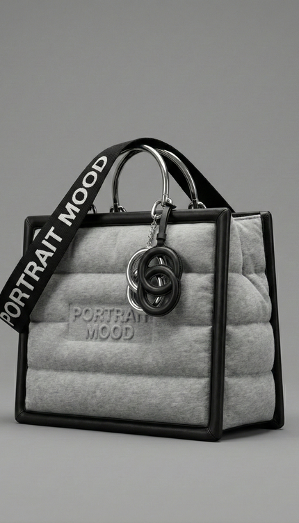 The P|M Studio Quilted Frame Tote - Heather Grey Edition