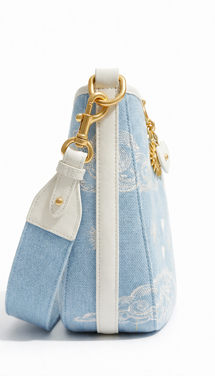 The P|M Horizon Crescent Shoulder Bag - Céleste Toile Edition