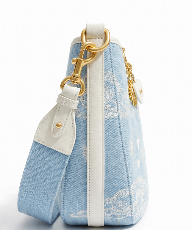 The P|M Horizon Crescent Shoulder Bag - Céleste Toile Edition