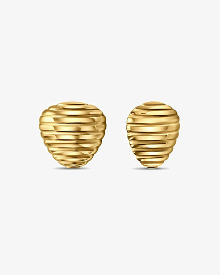 Sculpted Wave Earrings – Classic Texture, Timeless Glow - Made In Solid Non-Tarnish Stainless Steel With 18K Gold-Plate
