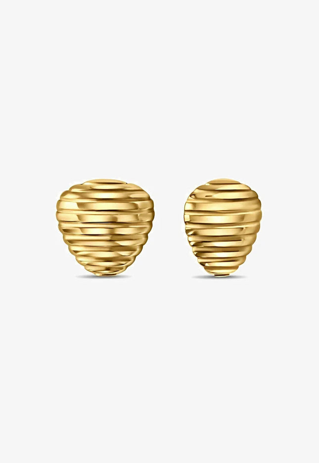 Sculpted Wave Earrings – Classic Texture, Timeless Glow - Made In Solid Non-Tarnish Stainless Steel With 18K Gold-Plate