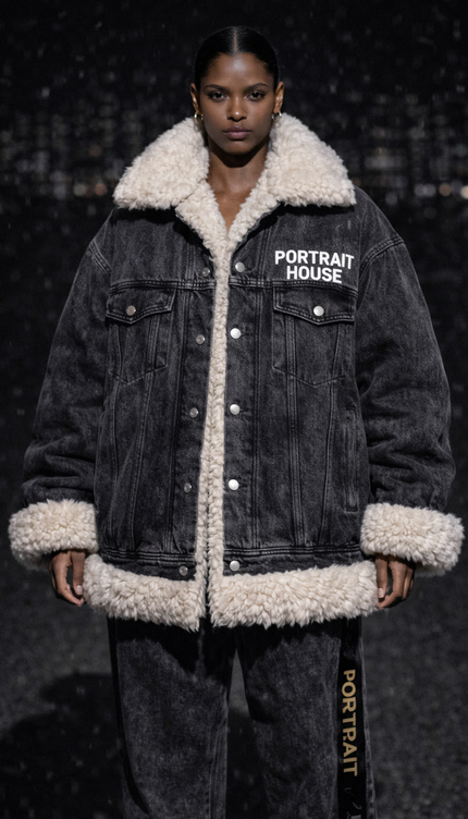 The P|M PORTRAIT HOUSE Sherpa Denim Jacket - Vintage Charcoal Edition
