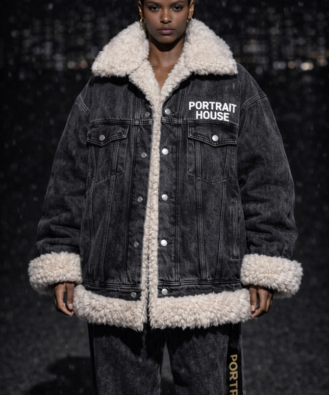 The P|M PORTRAIT HOUSE Sherpa Denim Jacket - Vintage Charcoal Edition