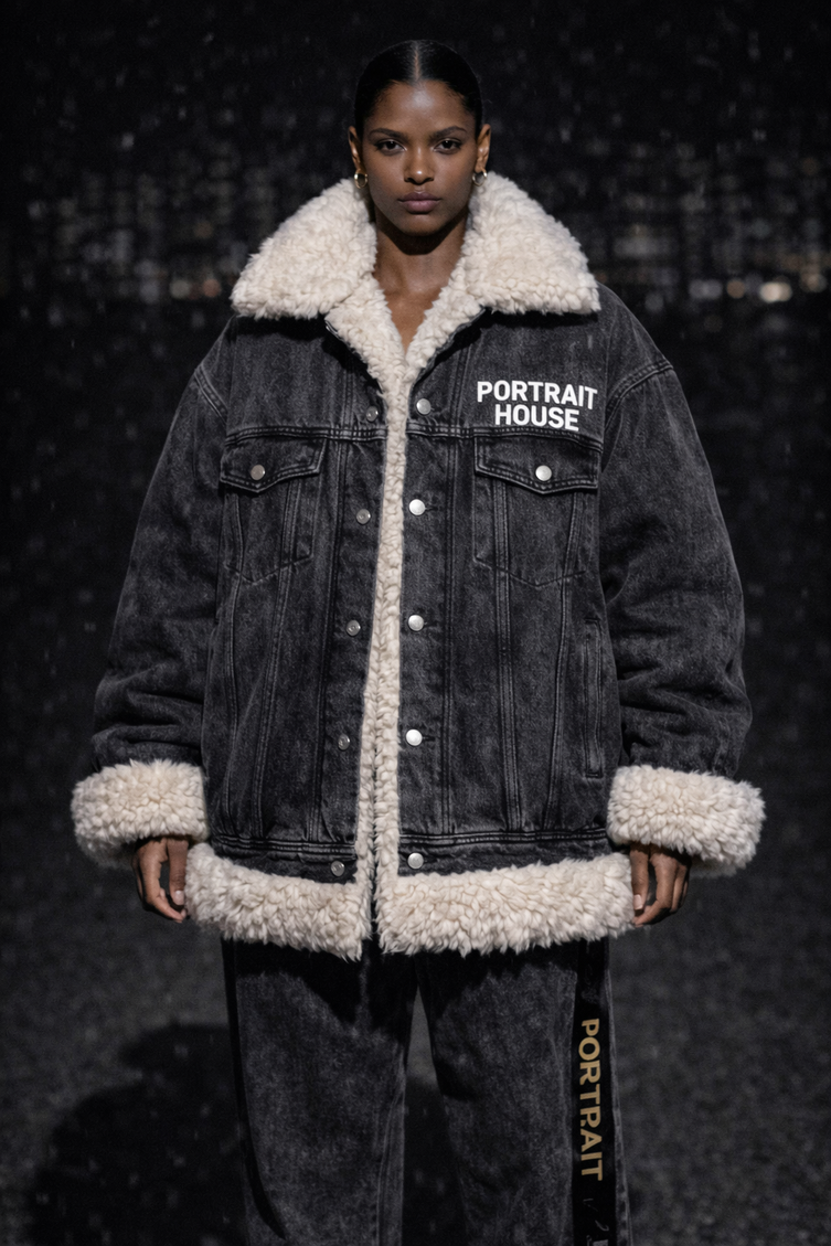 The P|M PORTRAIT HOUSE Sherpa Denim Jacket - Vintage Charcoal Edition