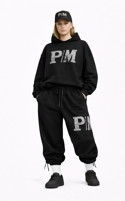 The PM Noir Grunge Monogram Toggle Jogger