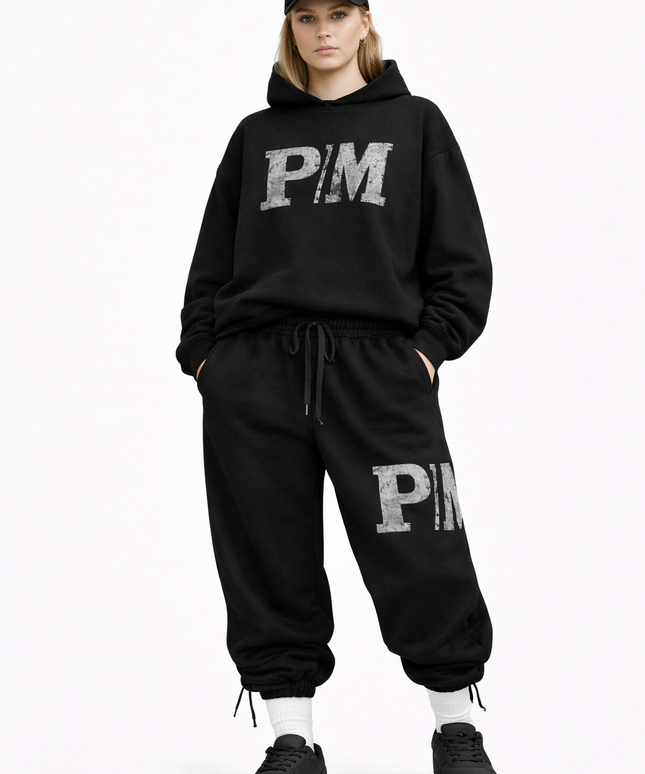 The PM Noir Grunge Monogram Toggle Jogger