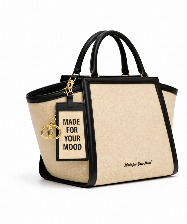 The P|M Icon Frame Tote - Noir & Sand Edition