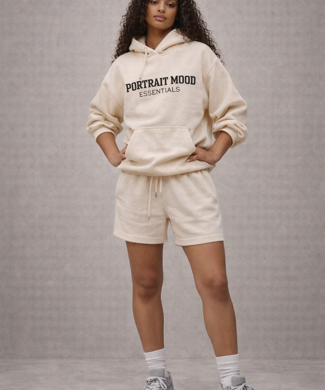 The P|M Essentials Waffle Hoodie - Ecru Edition