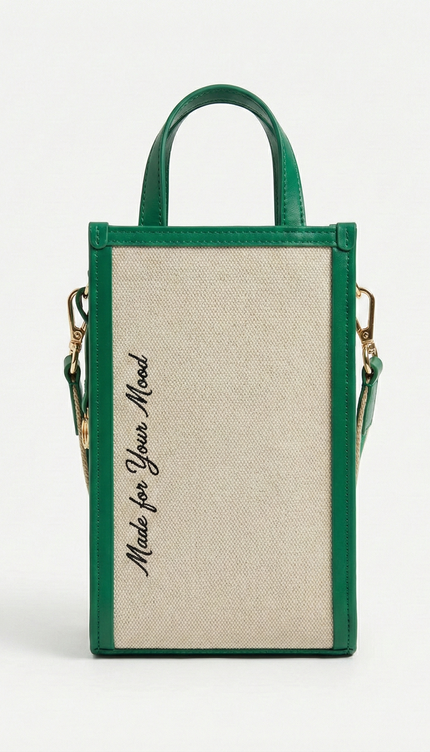 The P|M Verdant Vertical Mini Tote - Sand & Emerald Edition