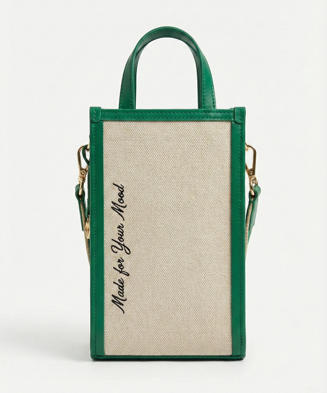 The P|M Verdant Vertical Mini Tote - Sand & Emerald Edition
