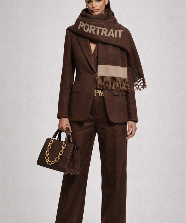 The P|M Signature Logo Scarf - Espresso & Sand Edition