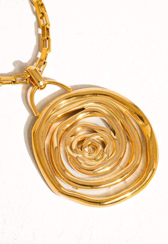 SPIRAL EMBRACE PENDANT NECKLACE In Solid Non-Tarnish Stainless Steel With 18K Gold-Plate