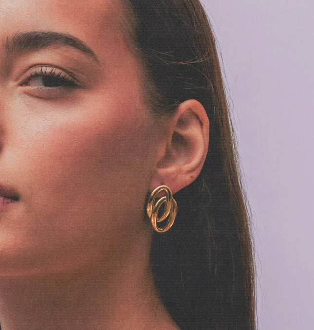 ECHO LINK EARRINGS IN 18K GOLD PLATE In Solid Stainless Steel 18K Gold-Plate