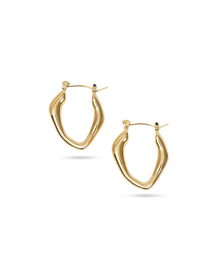 Golden Flow Hoop Earrings – Organic Elegance in Motion - Made In Solid Non-Tarnish Stainless Steel With 18K Gold-Plate