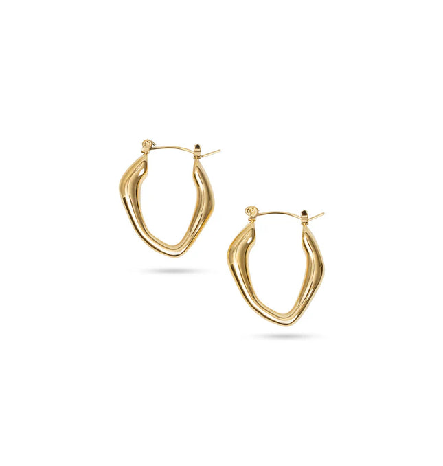 Golden Flow Hoop Earrings – Organic Elegance in Motion - Made In Solid Non-Tarnish Stainless Steel With 18K Gold-Plate