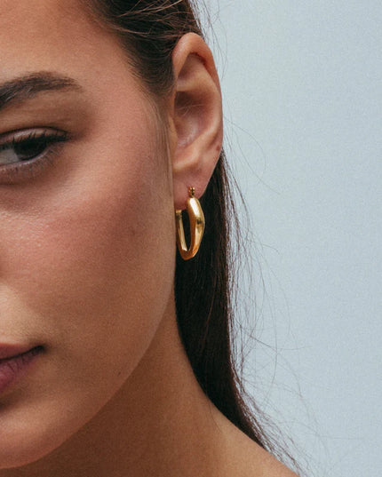 Golden Flow Hoop Earrings – Organic Elegance in Motion - Made In Solid Non-Tarnish Stainless Steel With 18K Gold-Plate