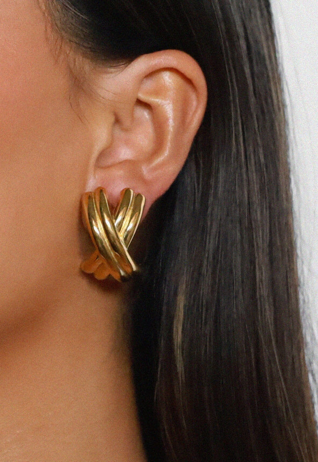 THE POWER FOLD LUXE EARRINGS In Solid Non-Tarnish Stainless Steel With 18K Gold-Plate