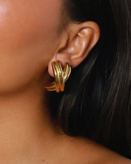 THE POWER FOLD LUXE EARRINGS In Solid Non-Tarnish Stainless Steel With 18K Gold-Plate