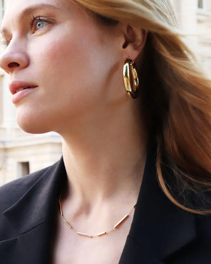 MINIMALIST GOLD BAR CHAIN - NECKLACE In Solid Non-Tarnish Stainless Steel With 18K Gold-Plate