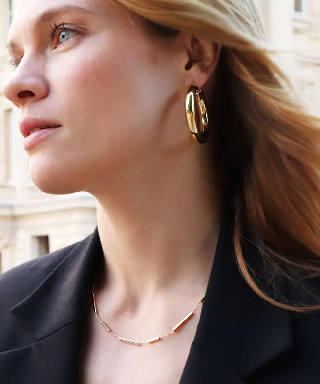 MINIMALIST GOLD BAR CHAIN - NECKLACE In Solid Non-Tarnish Stainless Steel With 18K Gold-Plate