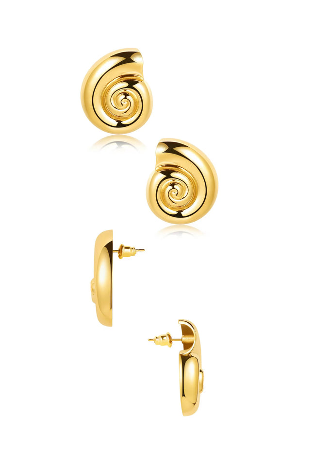 GOLDEN SPIRAL EARRINGS – MUSE HOOPS