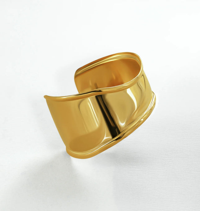 SCULPTED ARMOR CUFFS - BRACELET In Solid Stainless Steel With 18K Gold-Plate