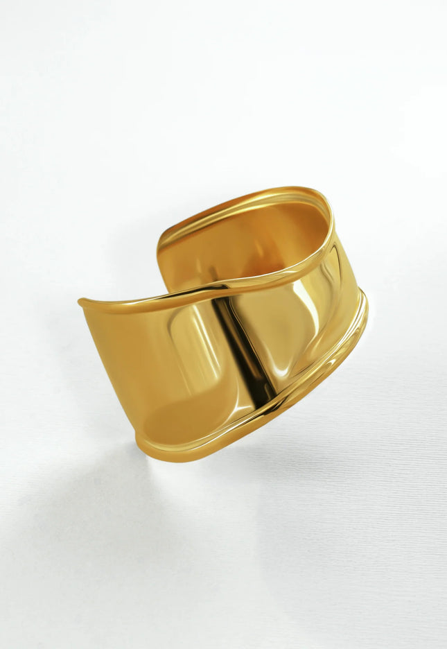 SCULPTED ARMOR CUFFS - BRACELET In Solid Stainless Steel With 18K Gold-Plate