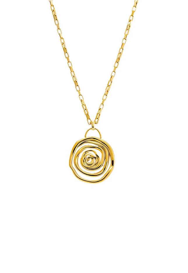 SPIRAL EMBRACE PENDANT NECKLACE In Solid Non-Tarnish Stainless Steel With 18K Gold-Plate