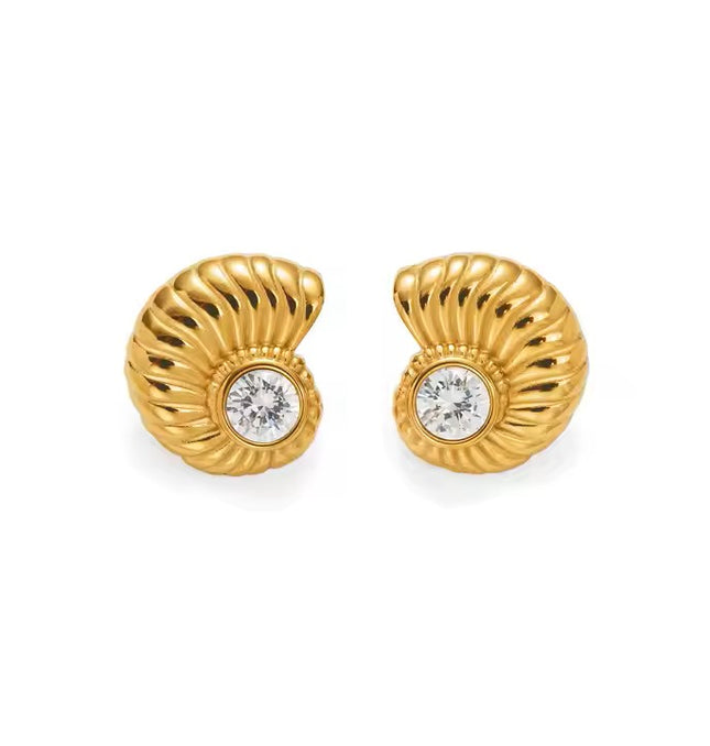 OCEAN AURA EARRINGS In Solid Non-Tarnish Stainless Steel With 18K Gold-Plate