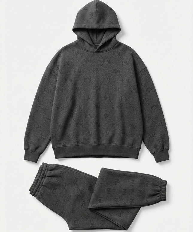 PORTRAIT MOOD Full Monogram Hoodie Set – Graphite