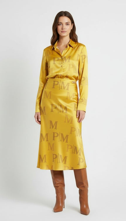 The PM Solar Satin Midi Skirt