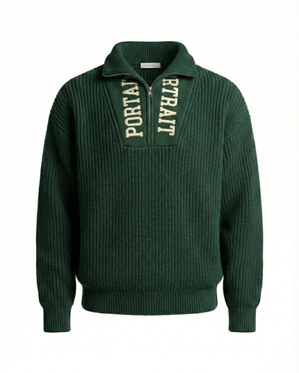 PORTRAIT HALF-ZIP COLLECTOR KNIT — EMERALD EDITION