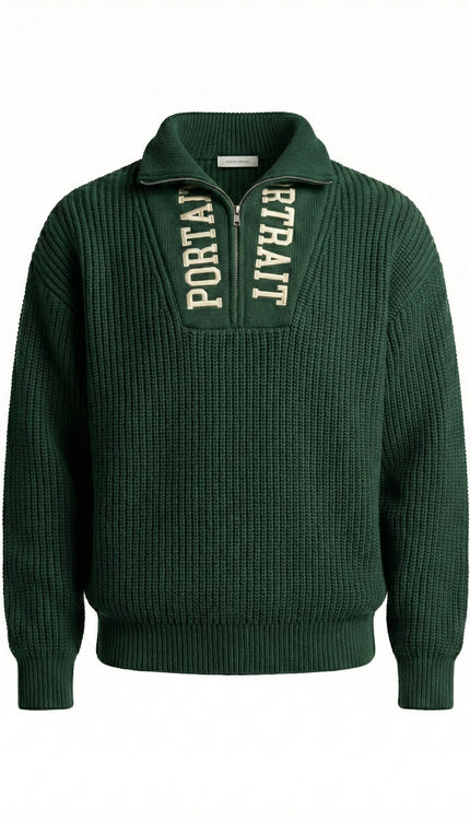 PORTRAIT HALF-ZIP COLLECTOR KNIT — EMERALD EDITION