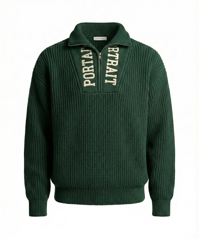 PORTRAIT HALF-ZIP COLLECTOR KNIT — EMERALD EDITION