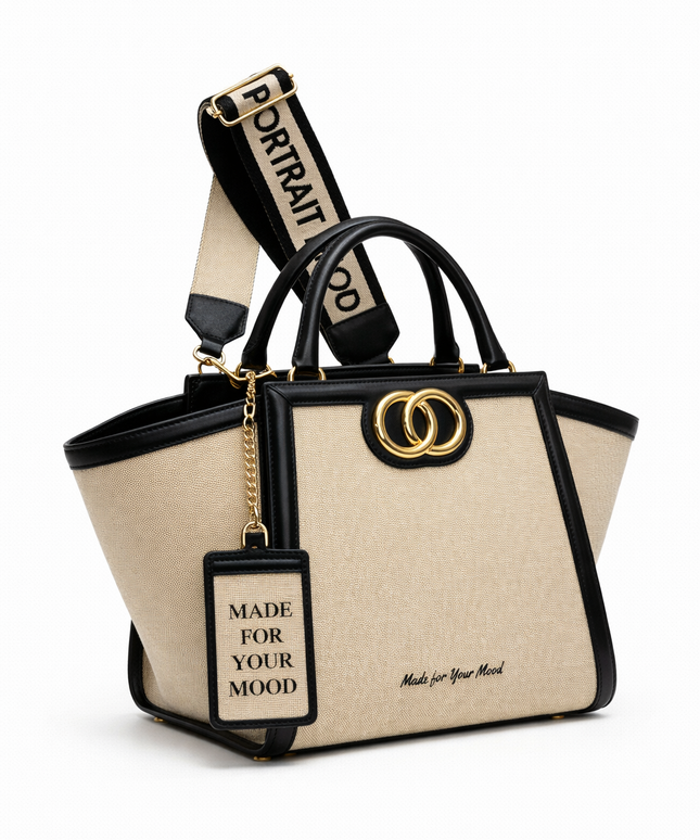 The P|M Icon Frame Tote - Noir & Sand Edition