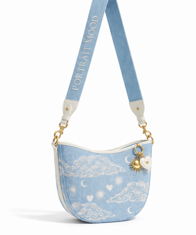 The P|M Horizon Crescent Shoulder Bag - Céleste Toile Edition