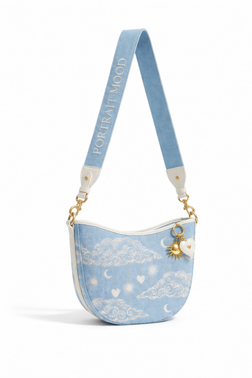 The P|M Horizon Crescent Shoulder Bag - Céleste Toile Edition