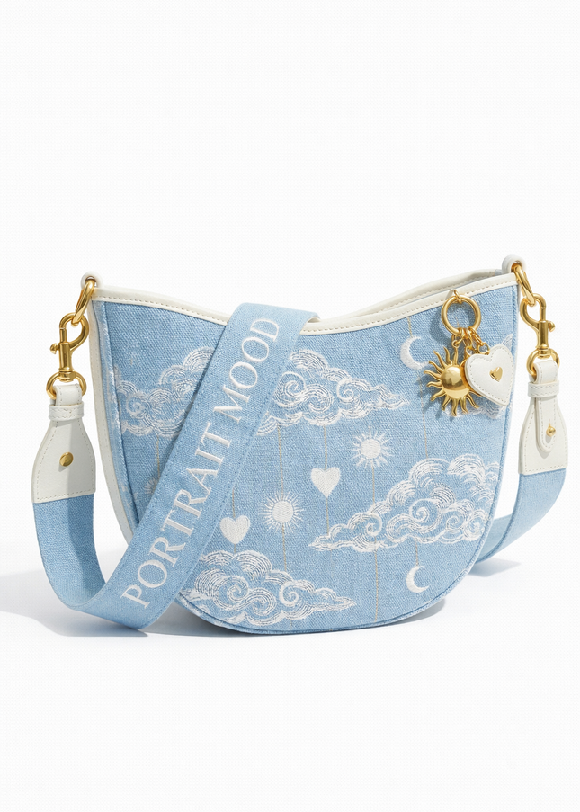 The P|M Horizon Crescent Shoulder Bag - Céleste Toile Edition