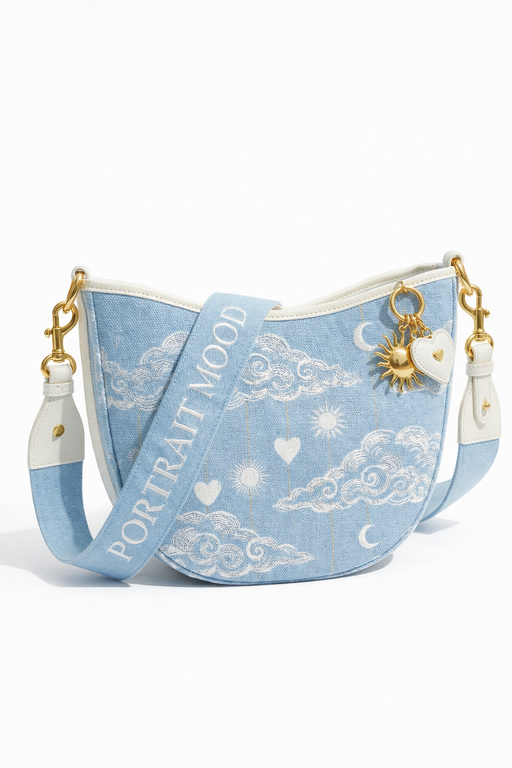 The P|M Horizon Crescent Shoulder Bag - Céleste Toile Edition