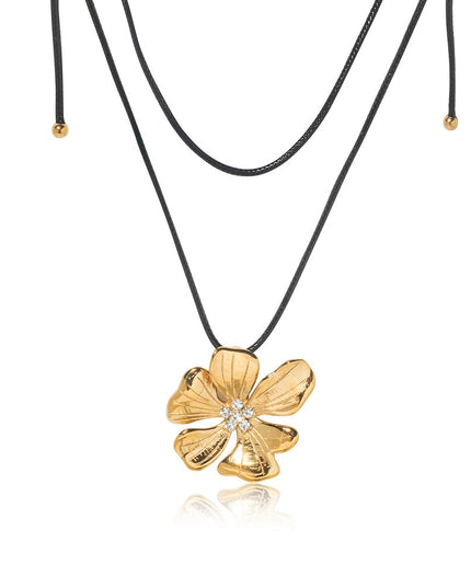 GOLDEN FLORA CHOKER - NECKLACE In Solid Non-Tarnish Stainless Steel With 18K Gold-Plate