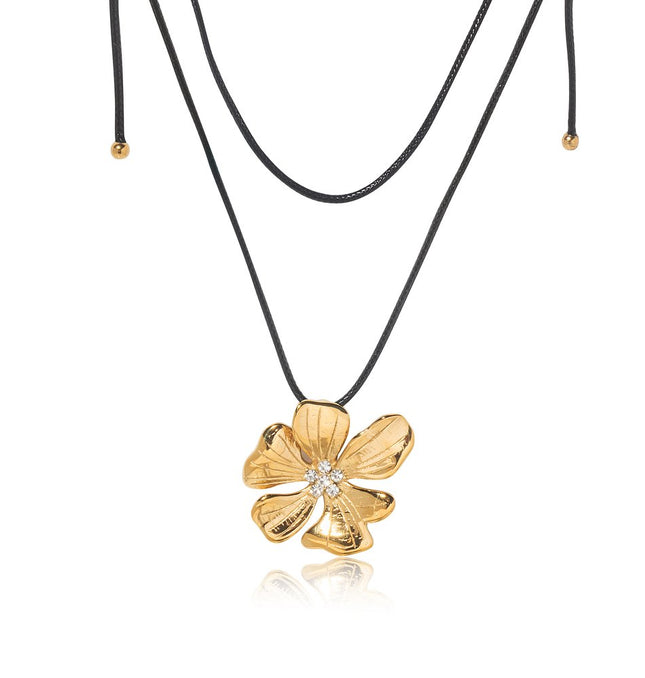 GOLDEN FLORA CHOKER - NECKLACE In Solid Non-Tarnish Stainless Steel With 18K Gold-Plate