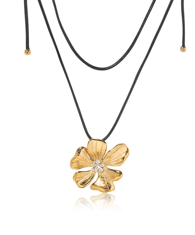 GOLDEN FLORA CHOKER - NECKLACE In Solid Non-Tarnish Stainless Steel With 18K Gold-Plate