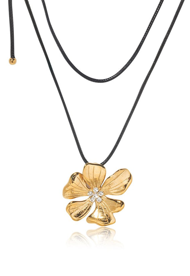 GOLDEN FLORA CHOKER - NECKLACE In Solid Non-Tarnish Stainless Steel With 18K Gold-Plate
