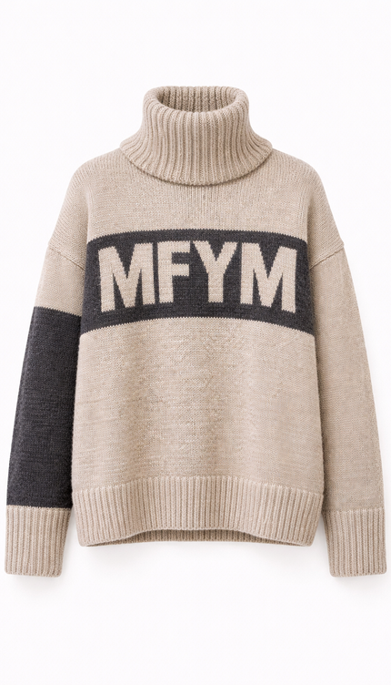 The P|M Statement MFYM Roll-Neck - Oatmeal & Charcoal Edition
