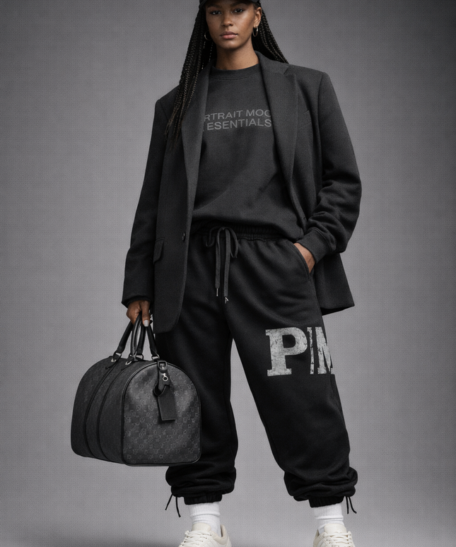 The PM Noir Grunge Monogram Toggle Jogger
