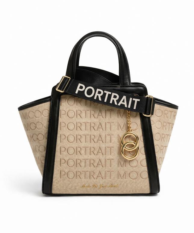 The P|M Signature Jacquard Wing Tote - Sand & Noir Edition