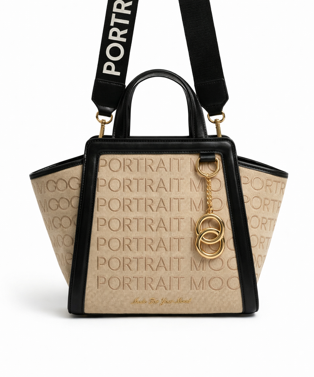 The P|M Signature Jacquard Wing Tote - Sand & Noir Edition