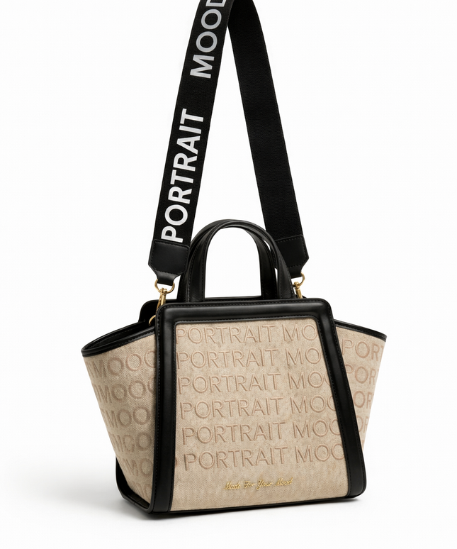 The P|M Signature Jacquard Wing Tote - Sand & Noir Edition